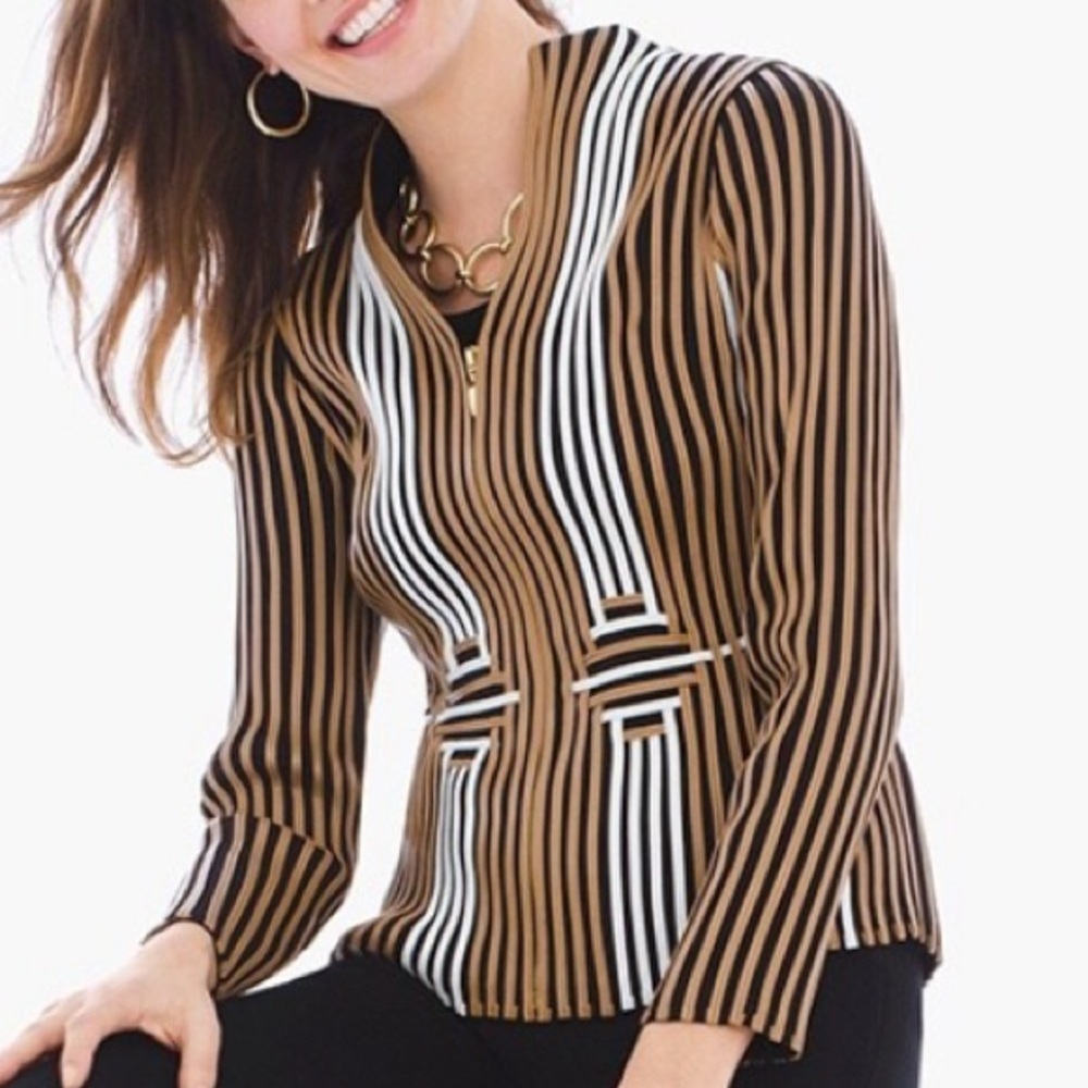 Chico's Brown and White Striped Top - Picture 2 of 11